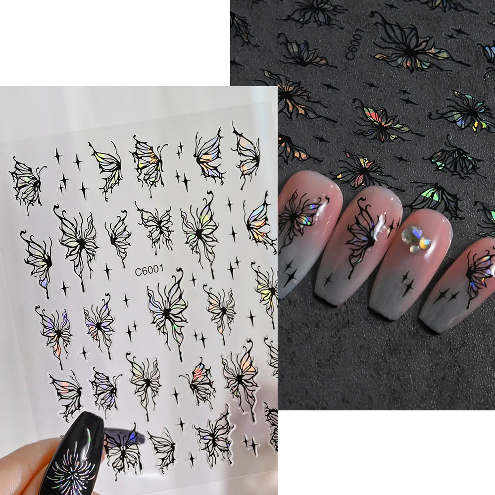 4 pz/set 3D Olografico Laser Farfalla Adesivi Per Unghie Aurora Rosa Farfalla Autoadesiva Decalcomanie Y2K Manicure Farfalla Cursore