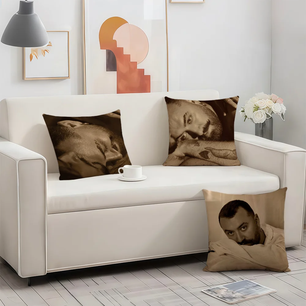 S-Sam Smith Hazel Eyes cushion cover Birthday Anniversary Gifts Double Sided Printed Zipper Cushion Cover Soft Skin Bedding