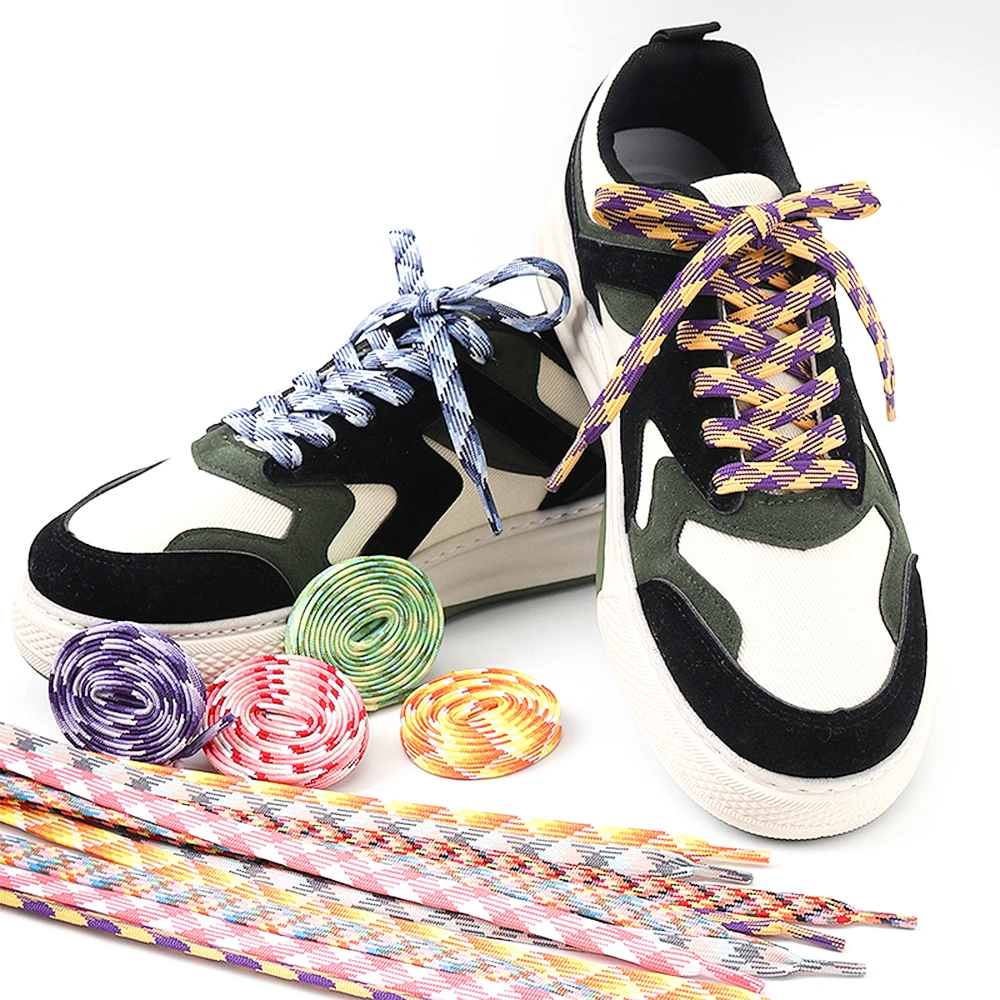 

New Flat Shoelaces for Sneakers Rainbow Shoelace Colorful Striped Shoe Laces for Woman Man Width 1CM Shoes Accesorios 1 Pair