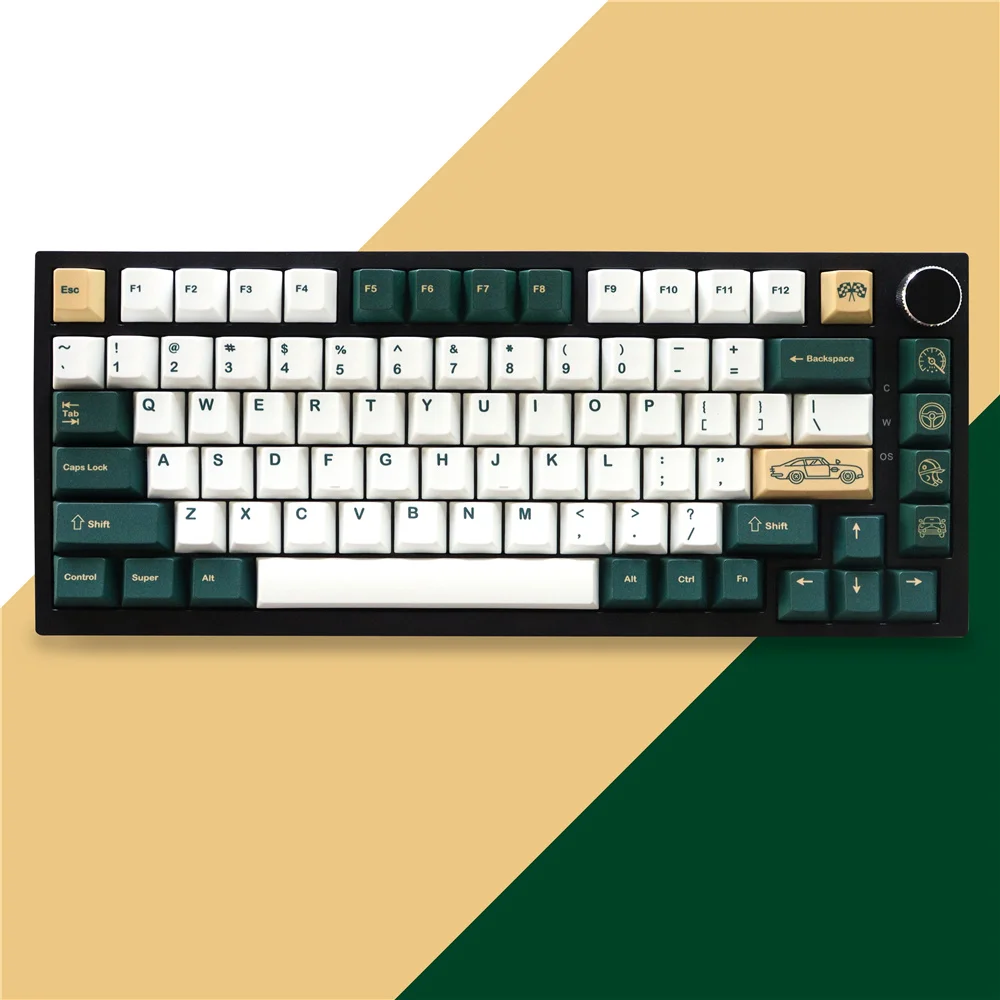 

Green British Racing Keycaps Dye Sublimation PBT 130 Keys Cherry Profile Keycaps for 61/64/104/108 Mx Switch Mechanical Keyboard