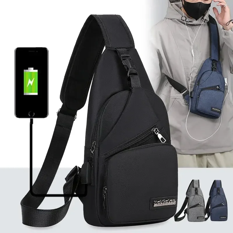 Torba na klatkę piersiową Męska torba na jedno ramię Crossbody o dużej pojemności Sporty na świeżym powietrzu Moda rekreacyjna Mała torba na ramię Plecak męski