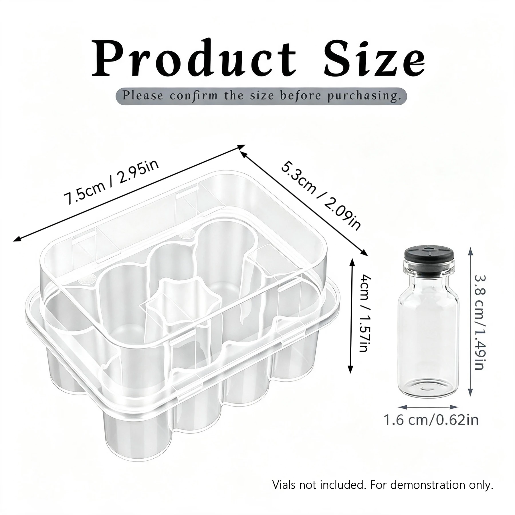 15/10/5 Pack 10 Slots Clear Plastic Vial Storage Box Dustproof Organizer Case for 3ml Peptide Injection Vials - Transparent Medi