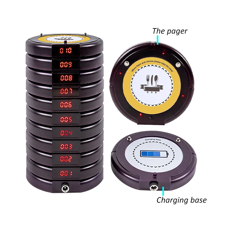 Factory Direct Restaurant Wireless Calling System 315MHZ 400mAh Coaster Pager for Food Court with OEM Logo Customization