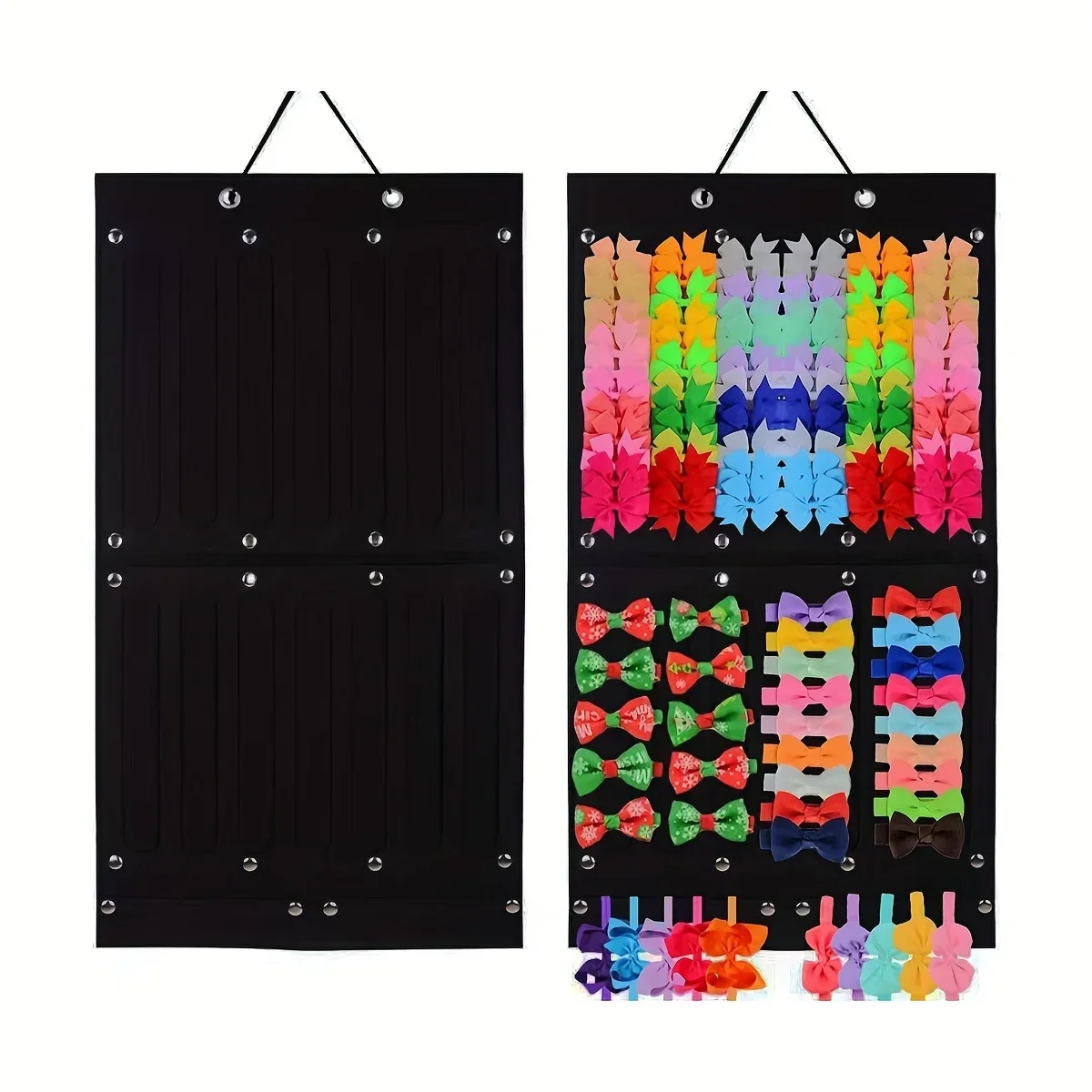 Stylish Wall-mounted Jewelry Display & Storage with Fabric Organizer for Hair Accessories and More  Perfect for Small Spaces