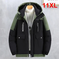 Parka cargo à capuche pour homme, coupe-vent optique, veste de camping décontractée, manteau masculin, grande taille, mode, hiver, 10XL, 11XL