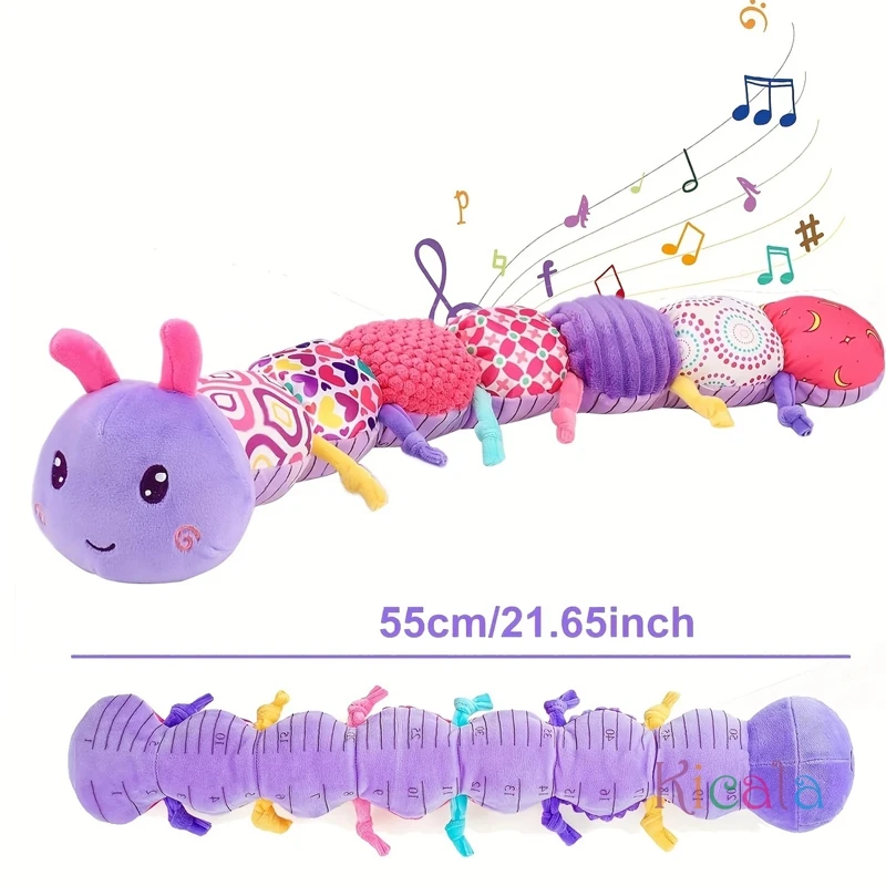 Musikalische Raupe, sensorisches Spielzeug, Neugeborenen-Spielzeug, Musikalisches Baby-Plüschtier, multi-sensorische Texturen, Säuglinge, Neugeborene, Jungen und Mädchen