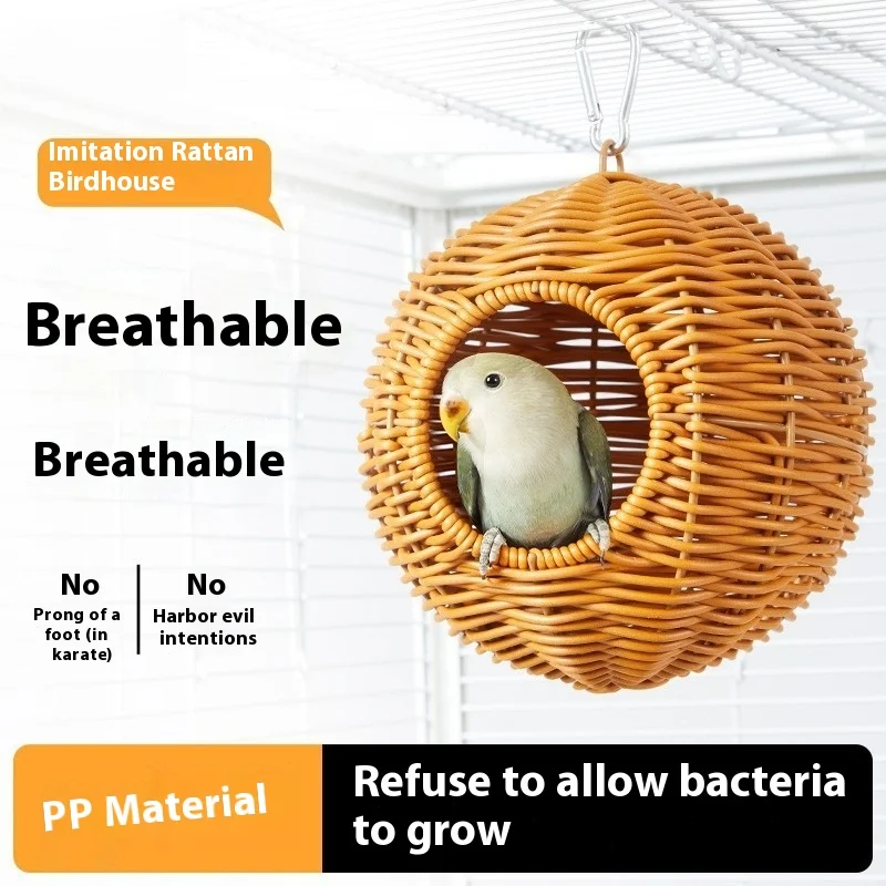 

Parrot Imitation Rattan Bird Nest, Breathable and Chew-resistant in Summer
