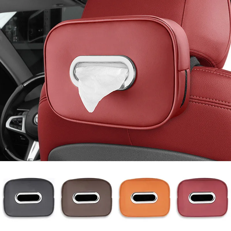 Car Tissue Box Holder Microfiber Leather Car Center Console Armrest Napkin Box Sun Visor Backseat Tissue Case with Fix Strap