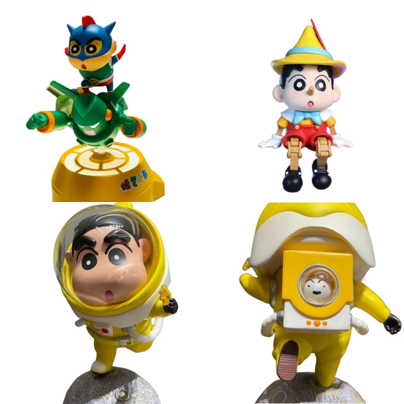 

Crayon Shin-chan Rotating Night Light Pinocchio Garage Kits Spaceman Anime Peripheral Model Car Desktop Decoration Holiday Gift