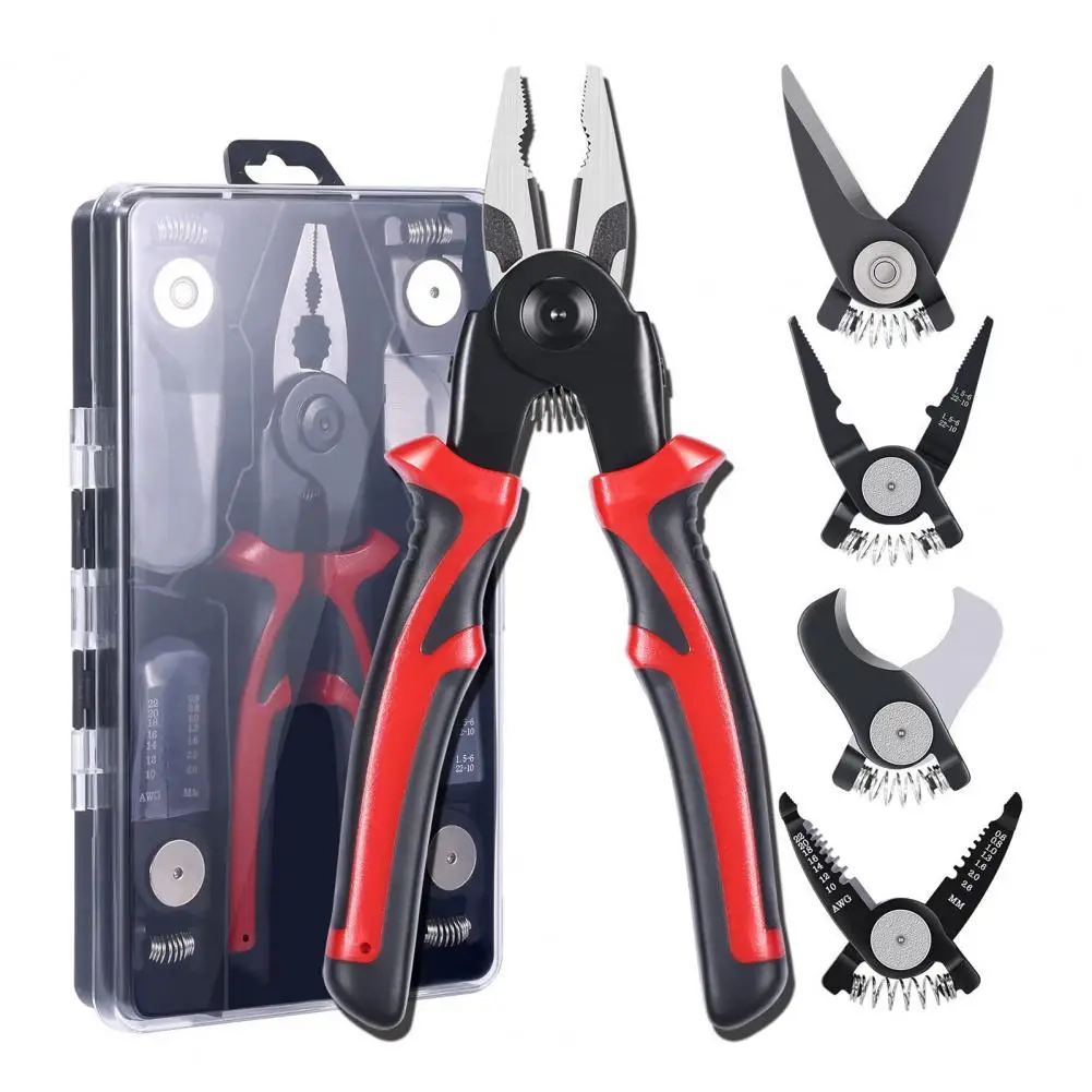 

Cable Cutter Pliers Heavy Duty Multifunctional Plier Set with Interchangeable Hand Tool Ergonomic Handle Crimping Pliers for Diy