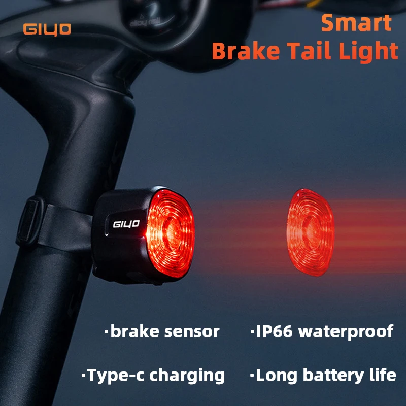 Giyo Smart Rear Light Bicycle High Visibility Bike Lamp USB Rechargeable Mtb Road Bike Light IP66 Waterproof Bicycle Accessories