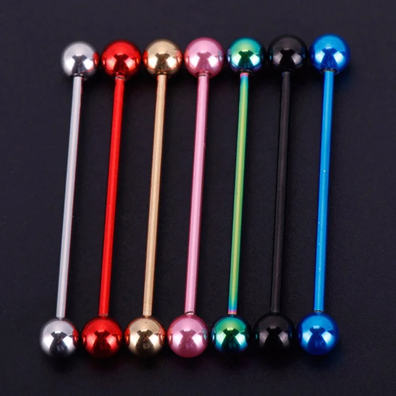 القوطية الشرير طويل الحديد الأذن الغضروف ثقب المكونات نفق الأقراط المستقيمة الفولاذ المقاوم للصدأ مجوهرات الجسم #6