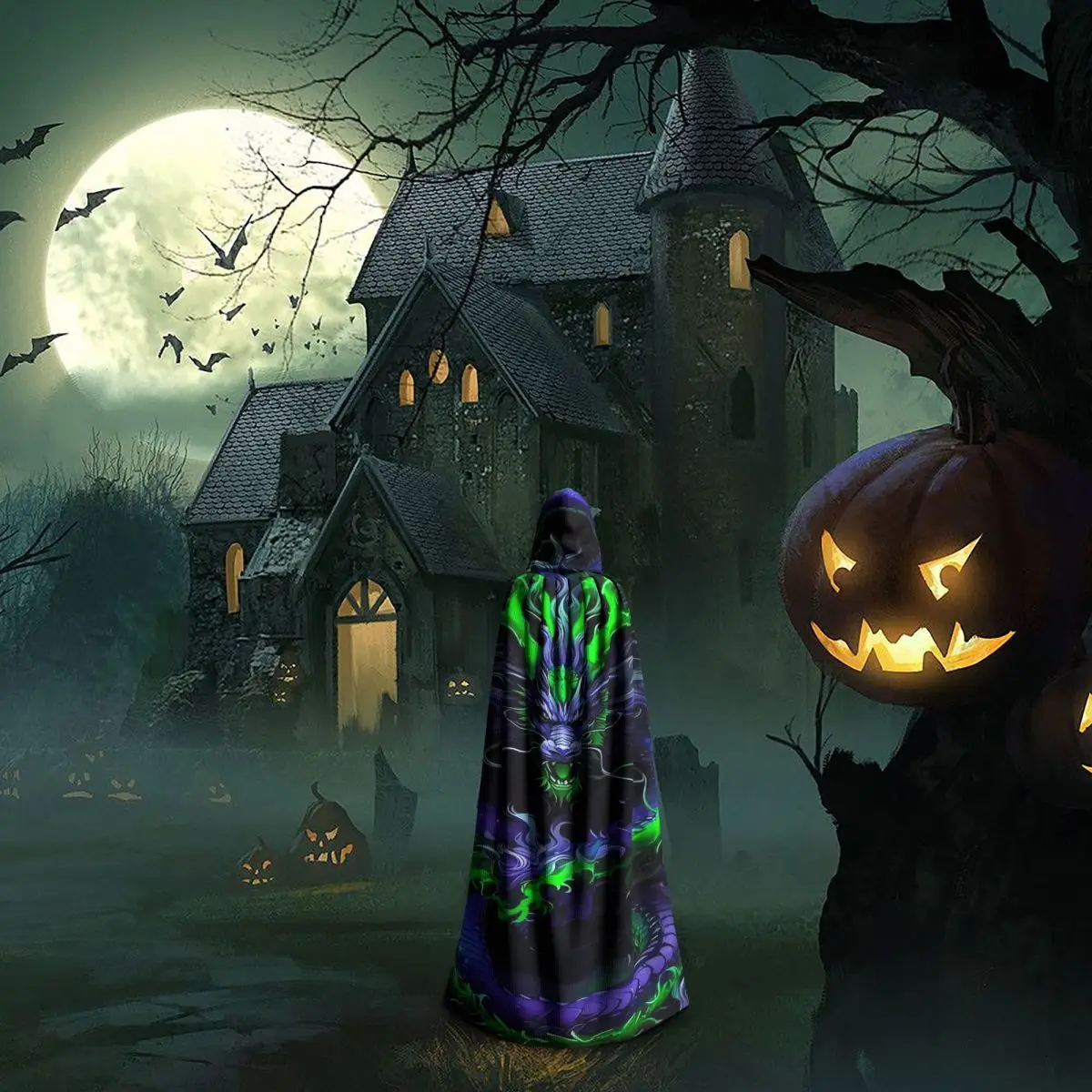 Длинный плащ с капюшоном в стиле племени Дракона, средневековый костюм ведьмы, накидка для косплея, пальто на Хэллоуин для взрослых, унисекс