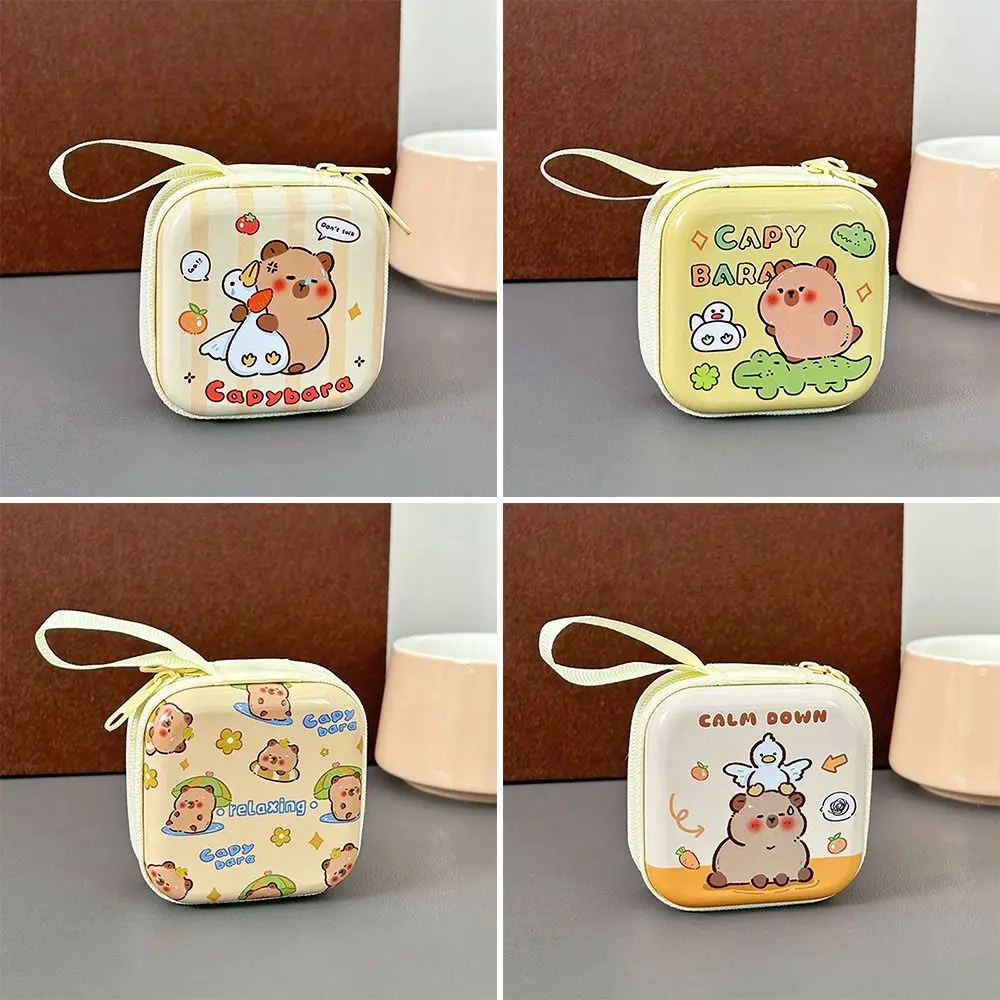 Dompet koin Capybara pola kartun lucu, tas kunci Mini tahan air, kotak penyimpanan portabel