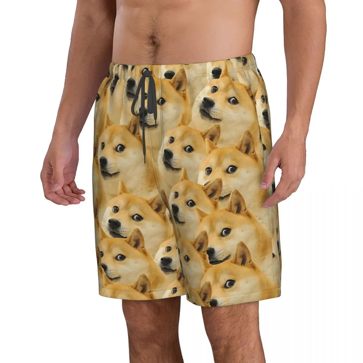 Doge WOW Pola Shiba Inu Doggo Anjing Meme Pria Pantai Celana Pendek Kebugaran Cepat Kering Baju Renang Lucu Jalan Menyenangkan 3D Celana Pendek