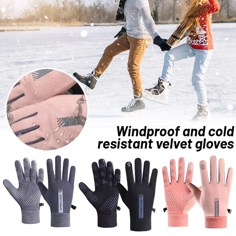 Men's Cycling Gloves Winter Touchscreen Warm Women Gym Driving Bicycle Thermal Waterproof Outdoor Non-slip Motorcycle Glove H8t2