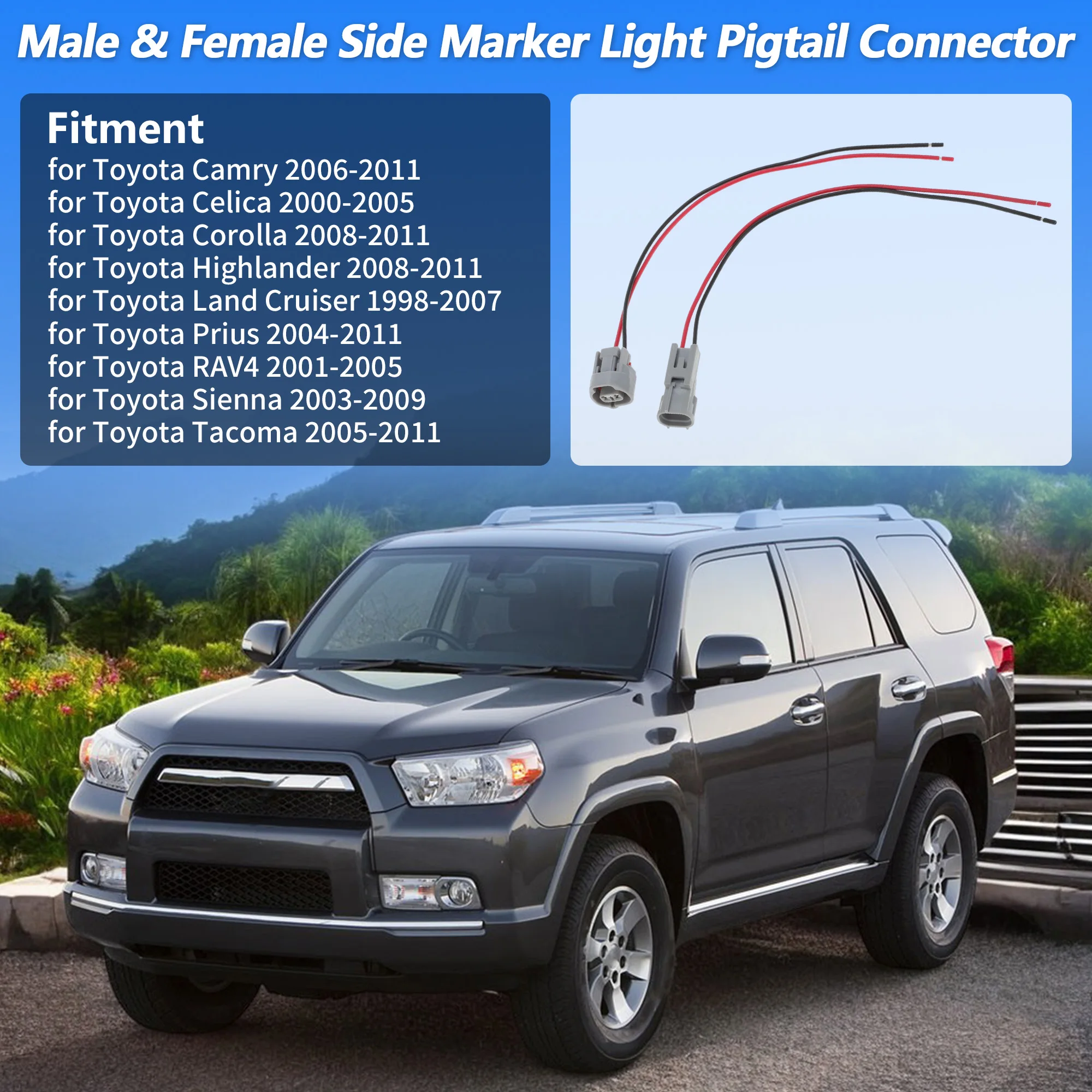 X Autohaux Male & Female Side Marker Light Pigtail Connector for Toyota Camry 2006-2011