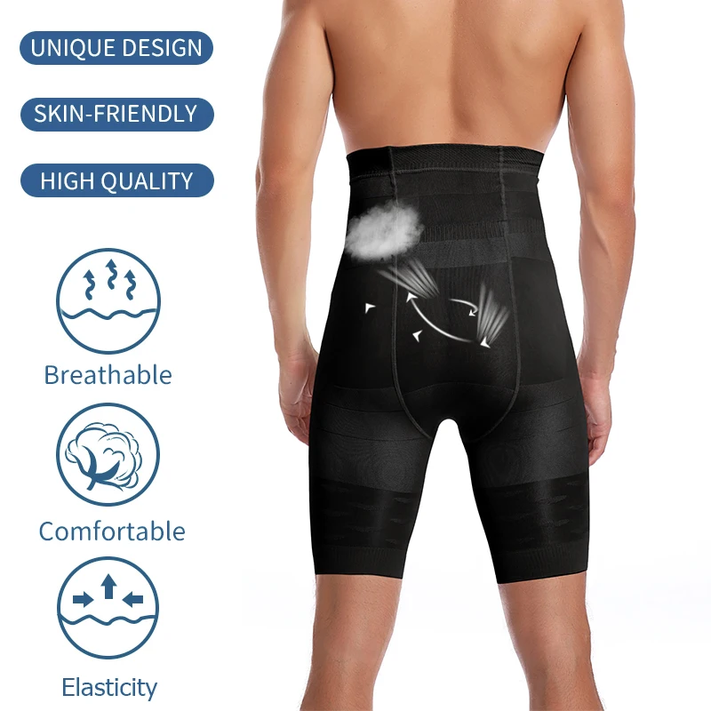 Men barriga controle shorts cintura alta emagrecimento shapewear abdômen barriga corpo plano shaper perna cuecas de compressão boxer 3xl