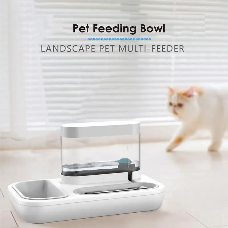 1500ML Dog Bowl Cat Feeder Bowl With Dog Water Bottle Automatic Drinking Pet Bowl Cat Food Bowl Pet Stainless Steel Double 2