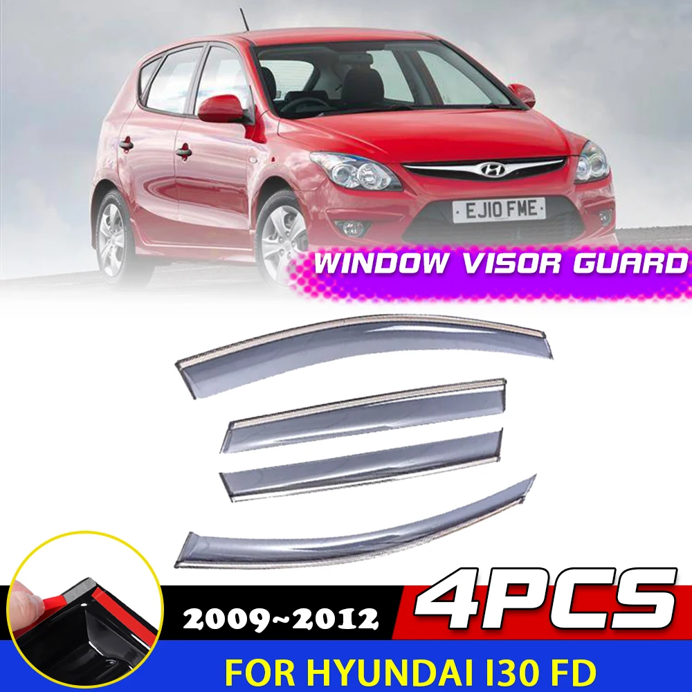 Windows Visor for Hyundai i30 FD 2009~2012 Door Vent Deflector Smoke Guard Cover Awnings Sun Rain Eyebrow Sticker Accessories