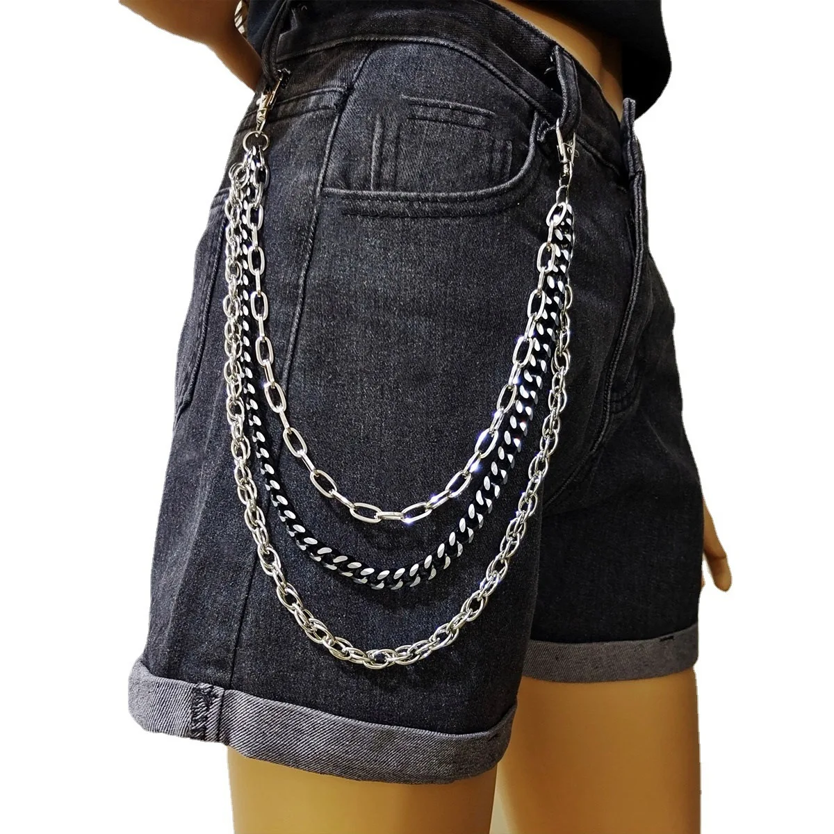 

Cool Fashion Metal Waist Chain for Women Hip Hop Punk Multi-Layer Denim Accessory Hanging Chain Trendy Personalized Accessory