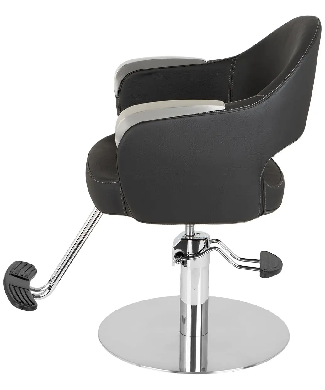 Silver Salon Styling Chair Hydraulic Flat Base Chrome Arms, Customized