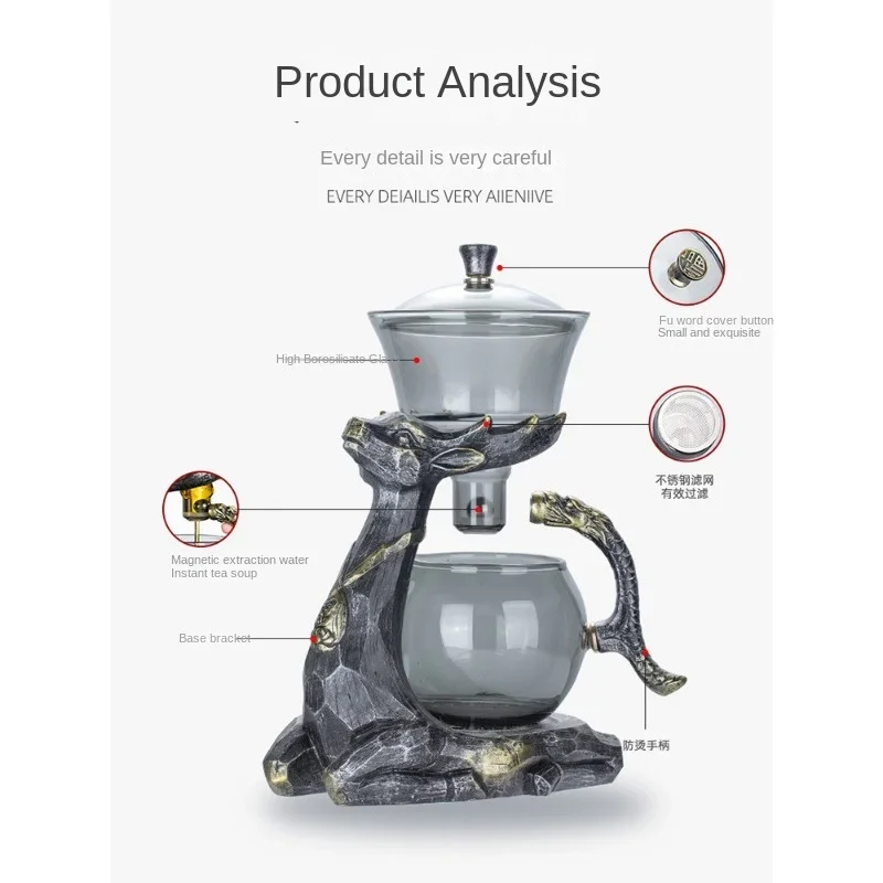 Deer Glass Tea Maker Semiautomatic Magnetic Suction Water Lazy Kung Fu Tea Set