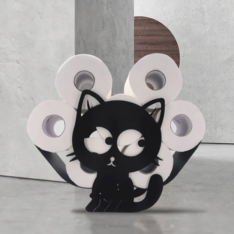 Toilet Roll Holder Free Standing Cute Cat Dog Animal Nordic Iron Paper Rack Creative Bathroom Accessories Storage Home Decor