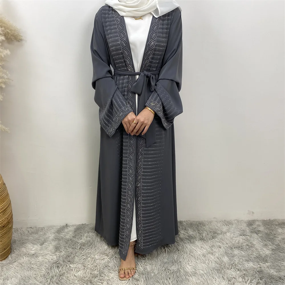 

Dubai Diamonds Abayas for Women Muslim Long Sleeve Dress Turkey Open Kimono Cardigan Islamic Clothing Kebaya Robe Caftan Ramadan