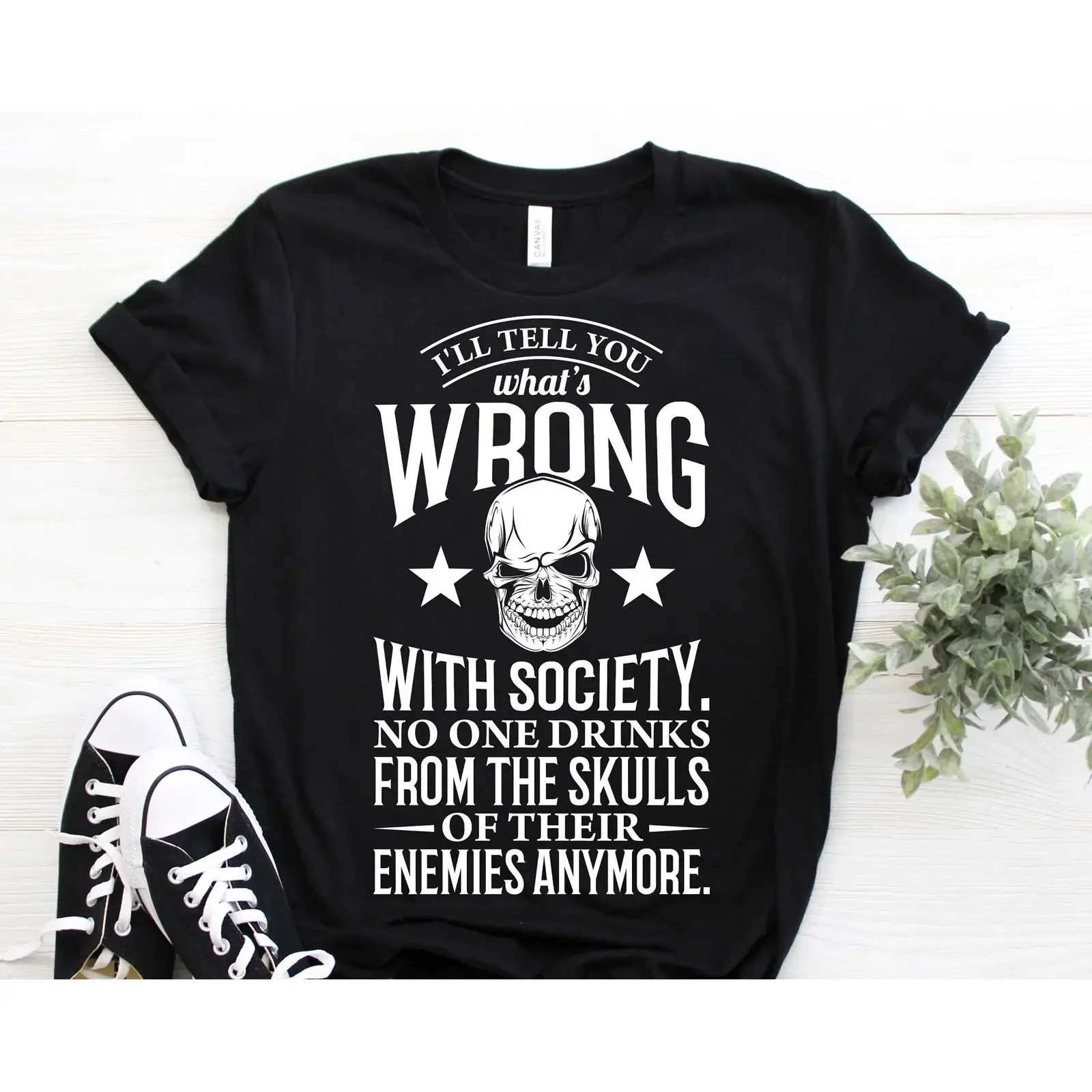 I'll Tell You What's Wrong With Society Skull Funny Quote T Shirt Cool For Dad Grandpa vintage Washed Versatile homme