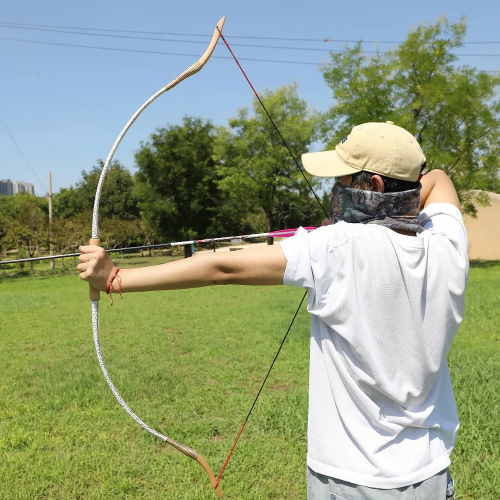20-40Lbs Traditional Bow 53" Split Longbow Leather-wrapped Grip Comfortable Takedown Bow RH/ LH Archery Target Hunting Long Bow - view 2