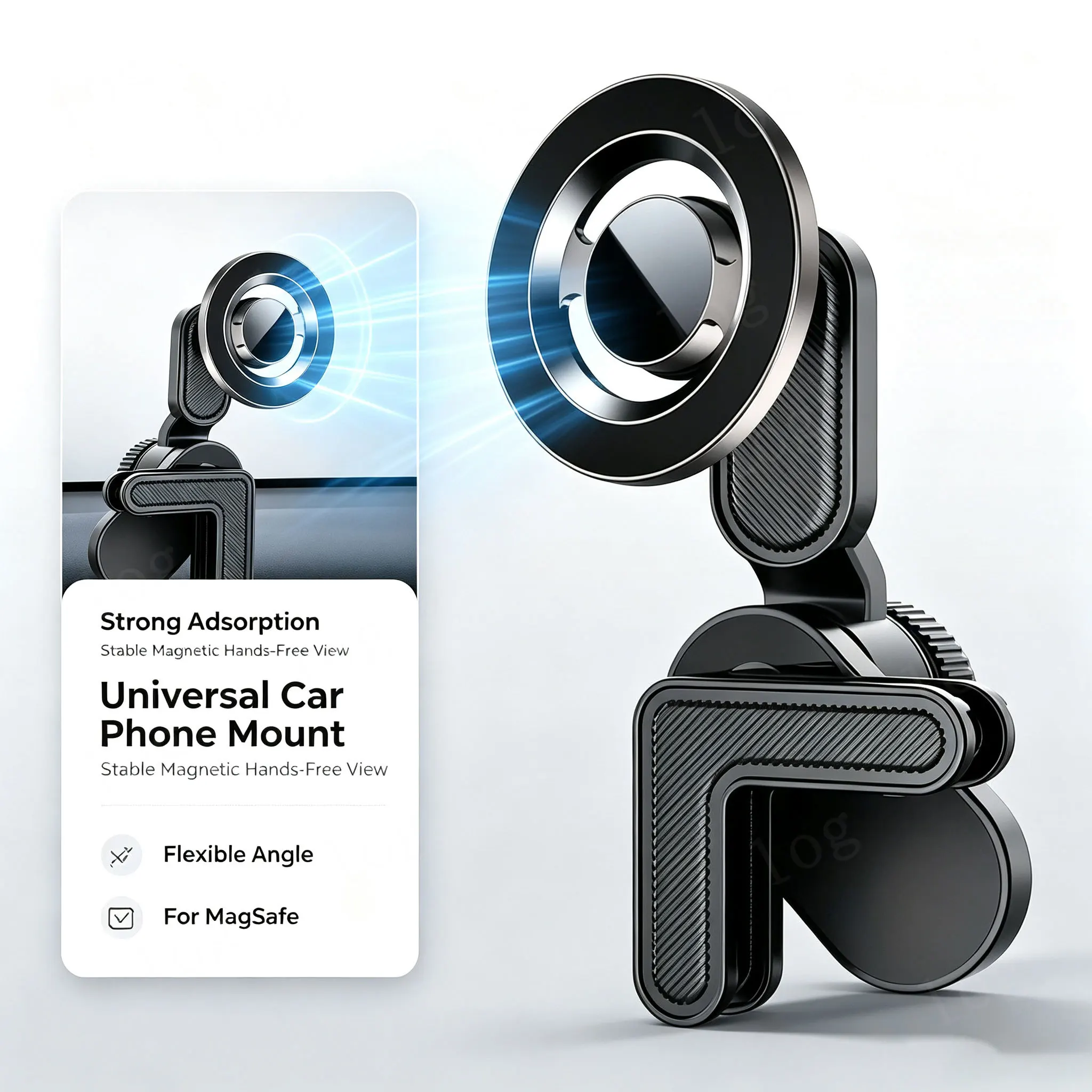 Universal 360° Rotatation Magnetic Car Phone Holder, Strong Dash Mount Bracket for MagSafe iPhone 17-12 Pro Max Samsung Xiaomi