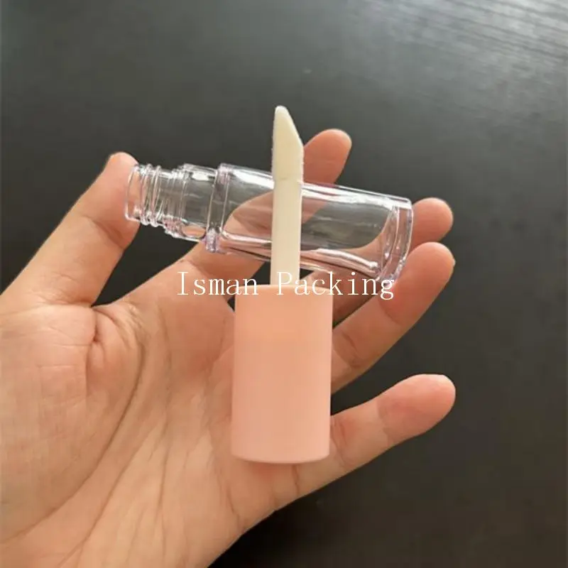 50 Stuks Naakt Zwart Roze Wit Grote Borstel Applicator Vloeibare Lipgloss Verpakking Ronde Lipgloss Container Tubes Met Toverstokken 10Ml