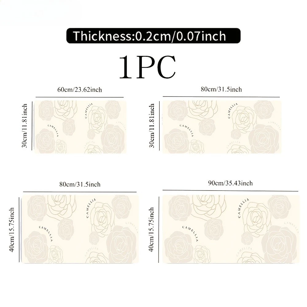 Light beige background with a line-drawn pattern of camellia flowers and letter decorations decoração setup gamer