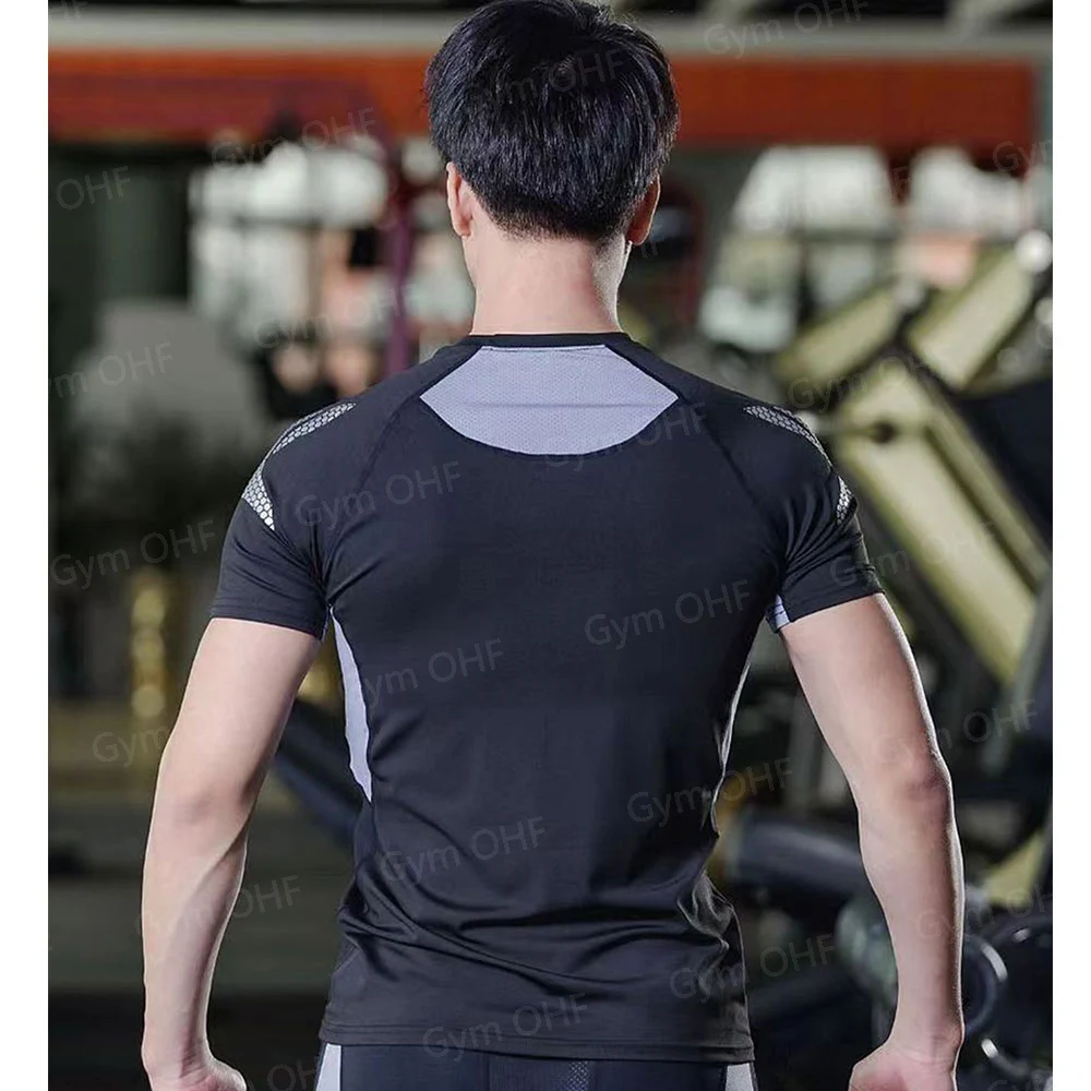 Kompression T Shirt Mann Quick Dry Lauf Gym Fitness Enge Sportswear Sommer Atmungsaktive Spinne Kurzarm T Shirt Männer 2099 – Detail 22