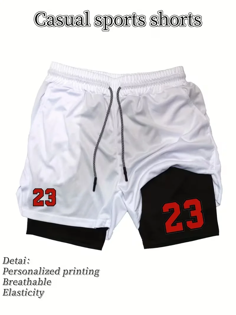 2026 New Men's Quick-Dry Double-Layer Athletic Shorts Breathable Stretch Elastic Gym Running Training Compression Shorts Shorts