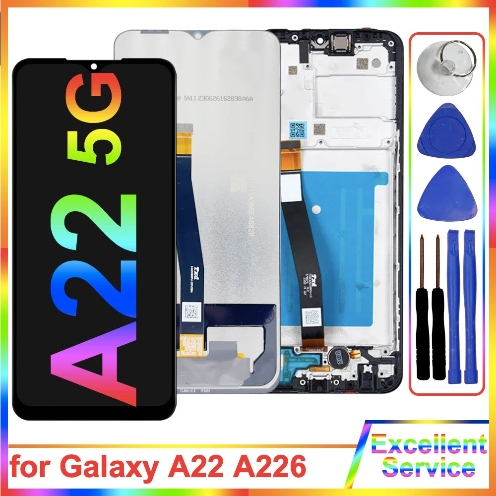 

6.6'' LCD for Samsung Galaxy A22 5G A226B Display Touch Screen Digitizer Assembly Replacement for Samsung A22 5G Screen SM-A226B