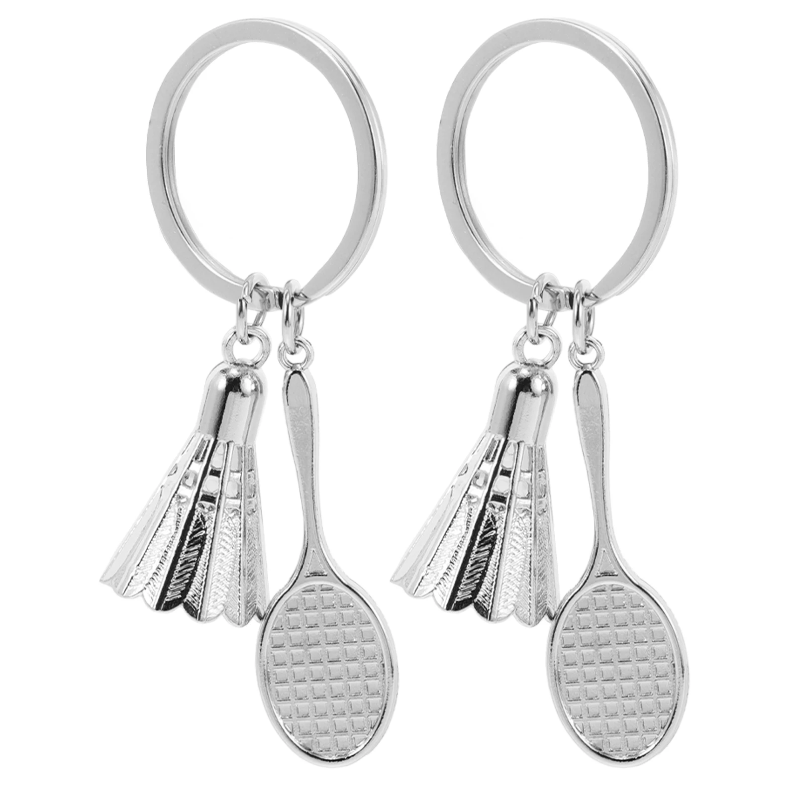 

2 Pcs Badminton Keychain Player Ball Pendant Keyrings Players Charm Party Favors Racket Commemorate Backpack