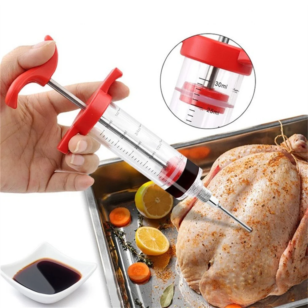 Jeringa de especias inyector de adobo, jeringa de sabor para cocinar carne, aves de corral, pavo, pollo, utensilios de cocina, accesorios, herramienta para barbacoa, 1 Juego