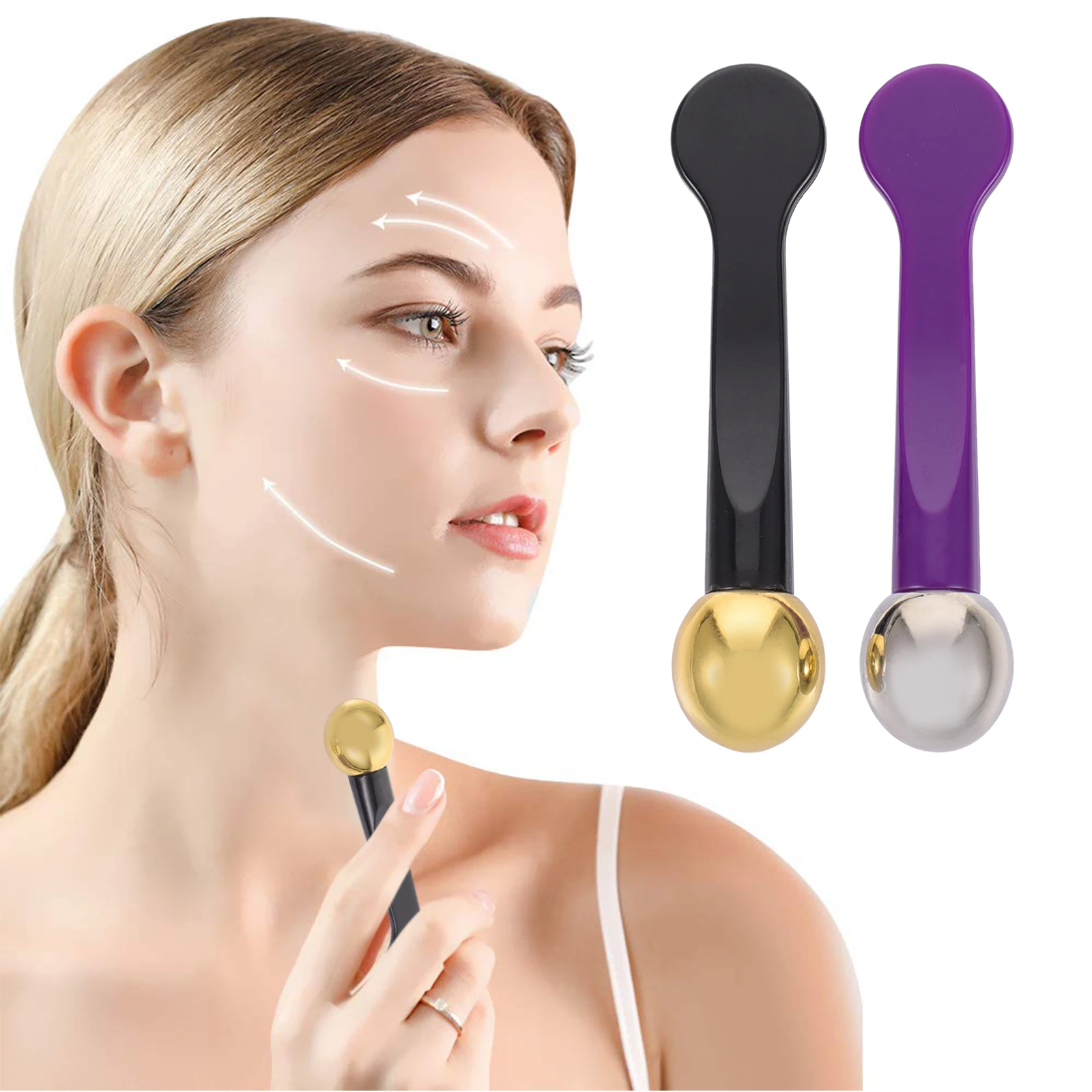 

2Pcs Compact Eye Massager Cream Applicator Durable Practical Reduce Puffiness Easy Carry Eye Cream Massage Massage Accessories
