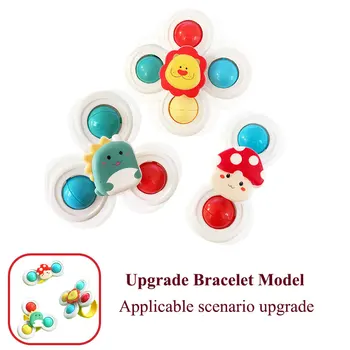3pc conjunto ventosa girando dos desenhos animados animal spinner brinquedos para crianças janela cadeira alta bandeja mesa de banho viagem para crianças presente