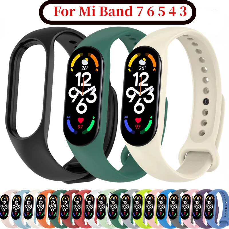 Sports Silicone Strap para Xiaomi Mi Band, Pulseira, Cinto, Pulseira, Cinto, Correa Acessórios, 6, 5, 4, 3