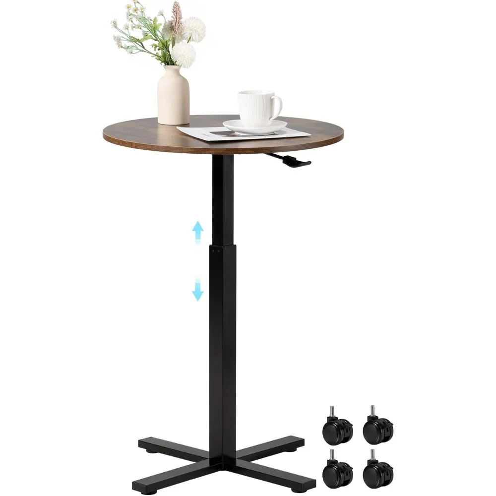 

Adjustable Height Round Dining Table, 23.8 Top, 41 Range, 4 Wheels, Perfect for Small Spaces