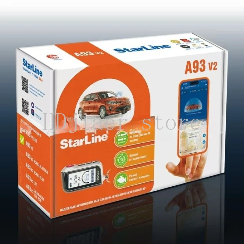 StarLine A93 V2 Russian Car Anti-theft Alarm Security System Compatible with GSM CAN LIN LTE No Built-in Communication Module