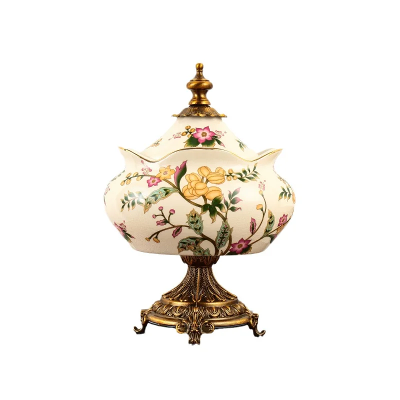 

American Vintage Ceramic General Storage Jar High-end Home Accessories Ornament European Jewelry Box Candy Storage French
