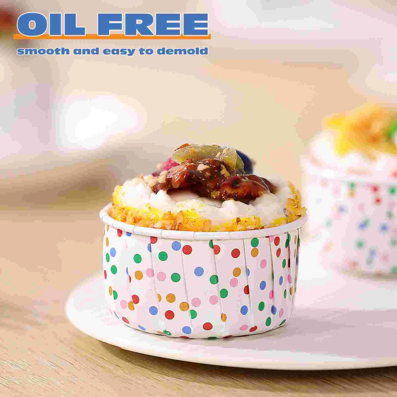 Cabilock 100pcs Disposable Ice Cream Cups Dessert Bowls Dot Paper Cups Party Supplies