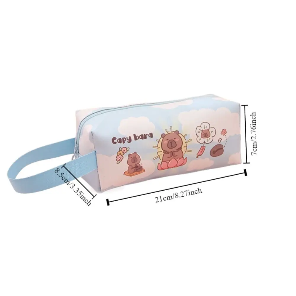 Capybara Student Pencil Bag Large Capacity PU Stationery Storage Box Cute Cartoon Pen Bag Student Gifts School Supplies