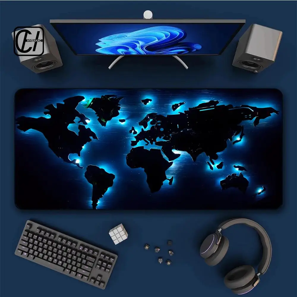 

Large Blue Glow in The Dark World Map Mouse Pad Rubber Desk Mat Table Pad Accessories Decoration Mouse Mat HYB XXC Office Things