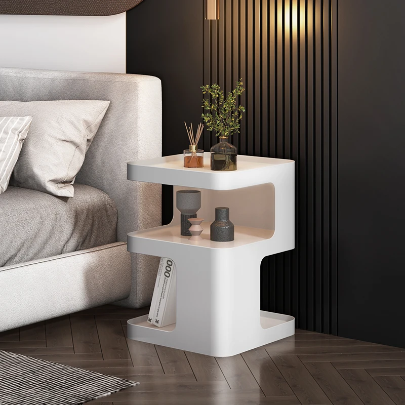 Italian minimalist bedside table household small side cabinets bedroom square storage corner a few living room sofa edge a few.