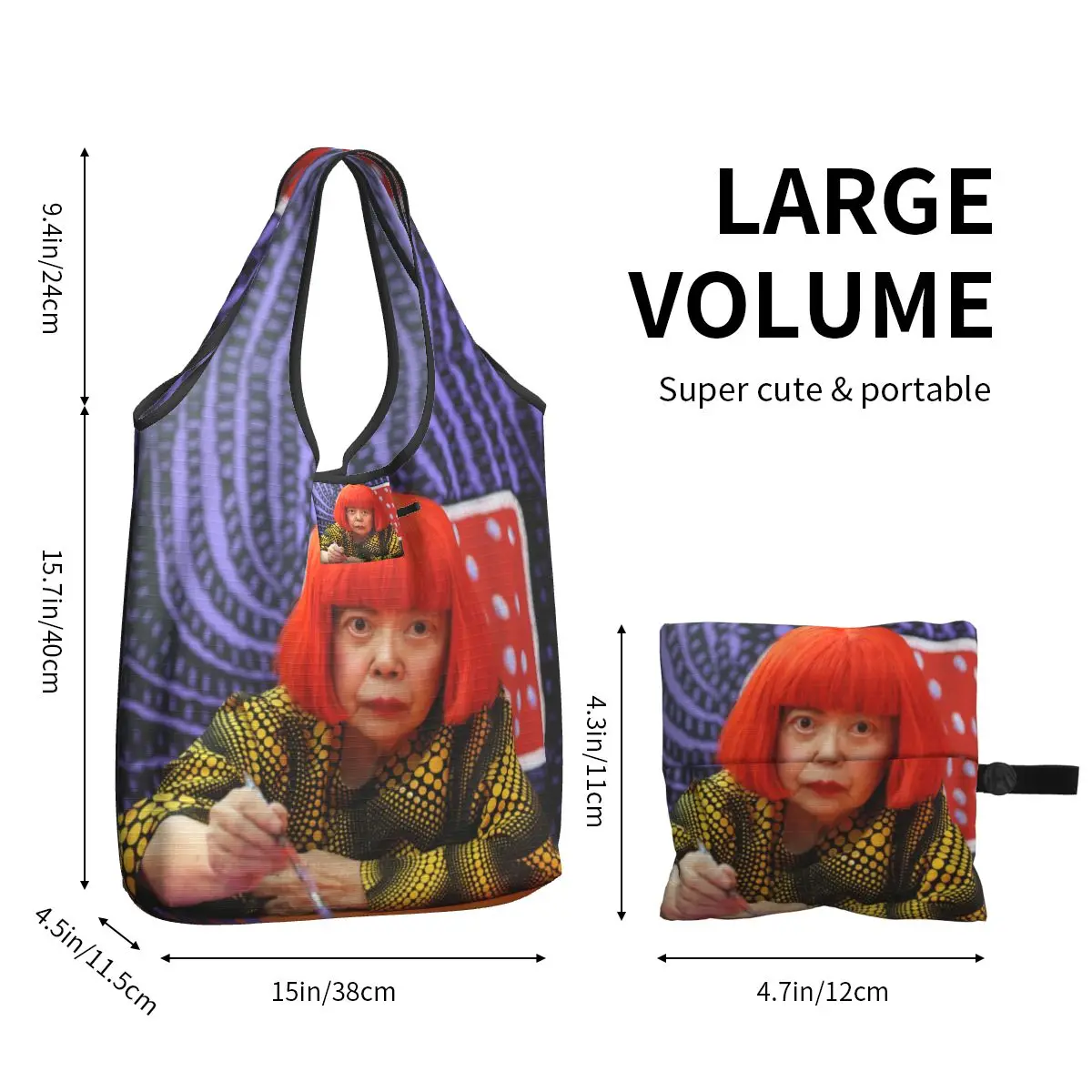 Yayoi Kusama Sacola de Compras para Mulheres, Arte Estética Personalizada, Sacos De Compras De Ombro, Bolsa De Grande Capacidade